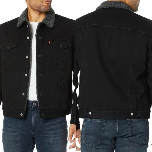 LEVI’S BLACK AND GREY DENIM SHERPA JEAN JACKET NEW WITH TAGS
